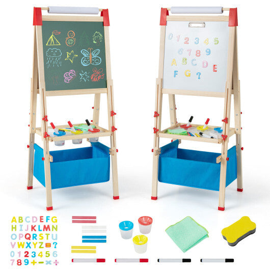 3-in-1 Double-Sided Adjustable Kid Easel for 3-8 Years Old Toddlers-Blue LuxuryLifeWay Online Store