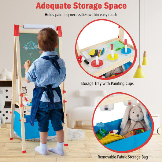 3-in-1 Double-Sided Adjustable Kid Easel for 3-8 Years Old Toddlers-Blue LuxuryLifeWay Online Store