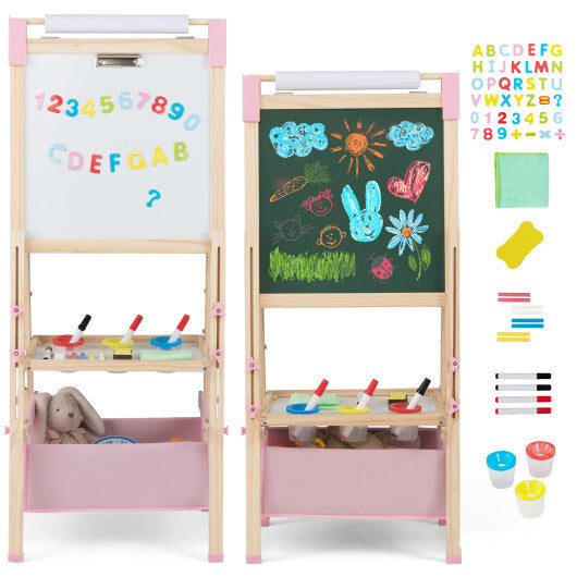3-in-1 Double-Sided Adjustable Kid Easel for 3-8 Years Old Toddlers-Blue LuxuryLifeWay Online Store