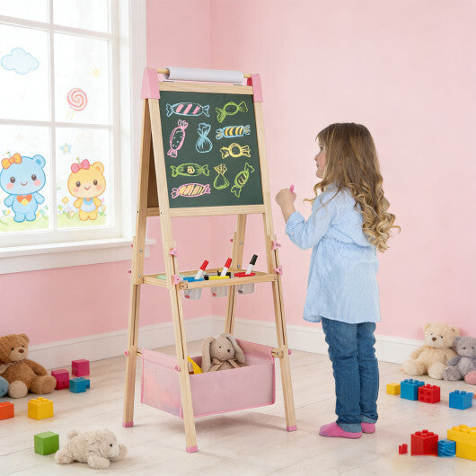 3-in-1 Double-Sided Adjustable Kid Easel for 3-8 Years Old Toddlers-Blue LuxuryLifeWay Online Store