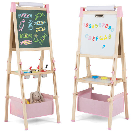 3-in-1 Double-Sided Adjustable Kid Easel for 3-8 Years Old Toddlers-Blue LuxuryLifeWay Online Store