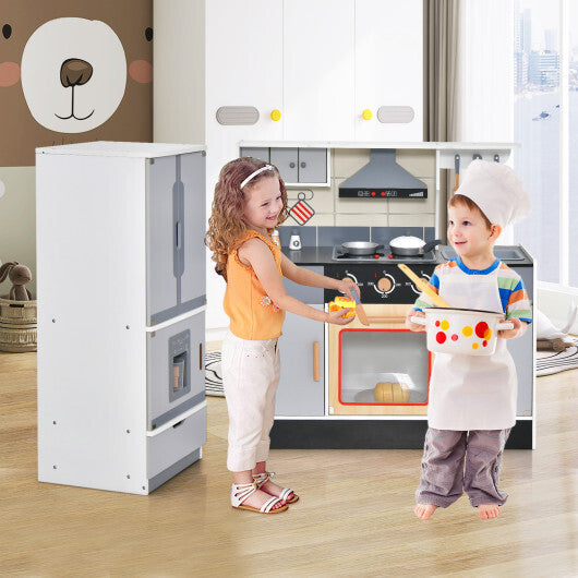 Wooden Chef Play Kitchen and Refrigerator with Realistic Range Hood and Roaster - Color: Gray LuxuryLifeWay Online Store