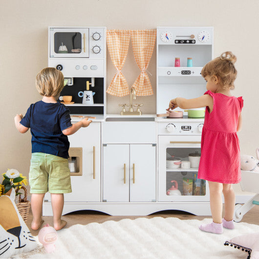 Kids Kitchen Playset with Microwave and Coffee Maker for Ages 3+-Pink LuxuryLifeWay Online Store