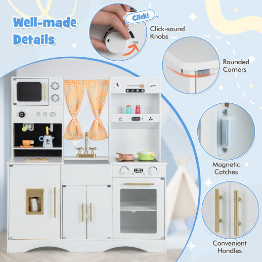 Kids Kitchen Playset with Microwave and Coffee Maker for Ages 3+-Pink LuxuryLifeWay Online Store