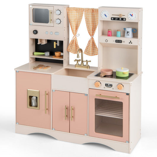 Kids Kitchen Playset with Microwave and Coffee Maker for Ages 3+-Pink LuxuryLifeWay Online Store