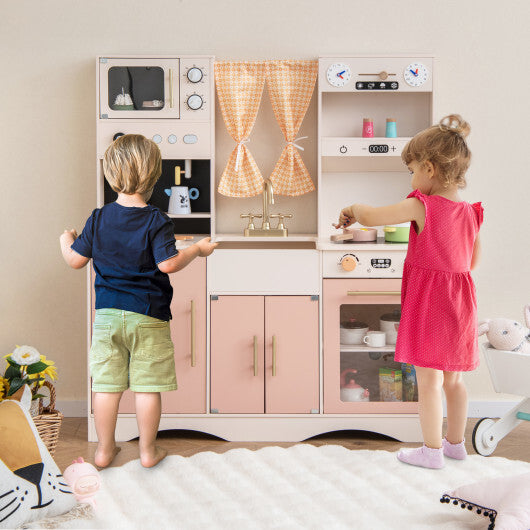 Kids Kitchen Playset with Microwave and Coffee Maker for Ages 3+-Pink LuxuryLifeWay Online Store