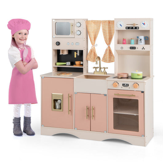 Kids Kitchen Playset with Microwave and Coffee Maker for Ages 3+-Pink LuxuryLifeWay Online Store