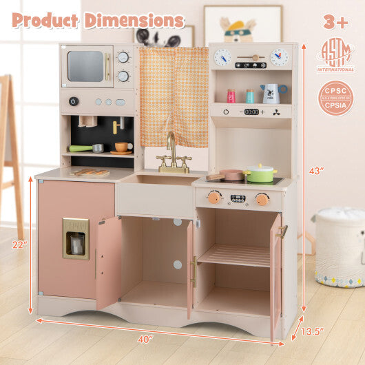 Kids Kitchen Playset with Microwave and Coffee Maker for Ages 3+-Pink LuxuryLifeWay Online Store
