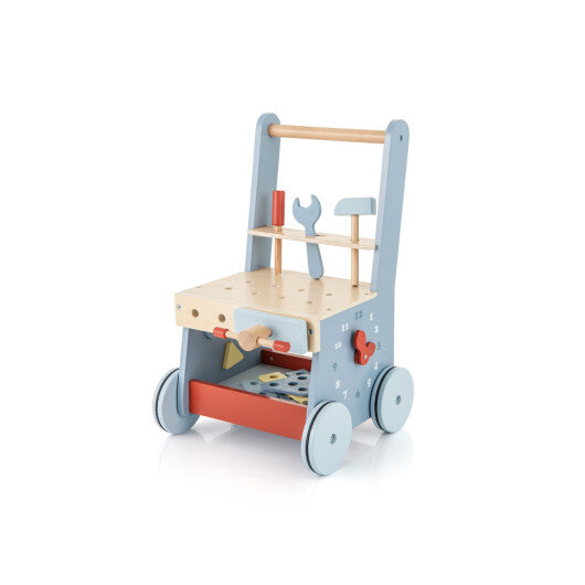 2-in-1 Toddler Wooden Baby Push Walker with Multi-Activity Center - Color: Blue LuxuryLifeWay Online Store
