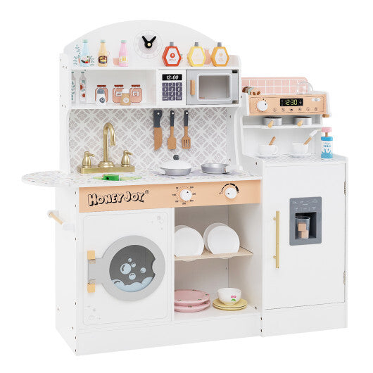 Kids Kitchen Set Wooden with Coffee Makers and Accessories-White LuxuryLifeWay Online Store