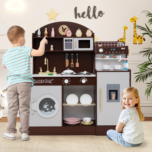 Kids Kitchen Set Wooden with Coffee Makers and Accessories-White