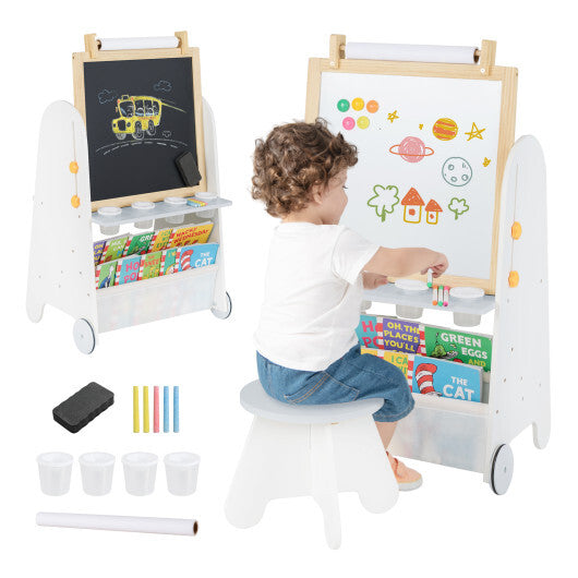 4-in-1 Toddler Activity Table Set with Magnetic Whiteboard and Chalk Board-Gray LuxuryLifeWay Online Store