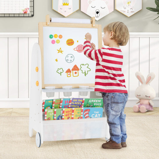 4-in-1 Toddler Activity Table Set with Magnetic Whiteboard and Chalk Board-Gray LuxuryLifeWay Online Store