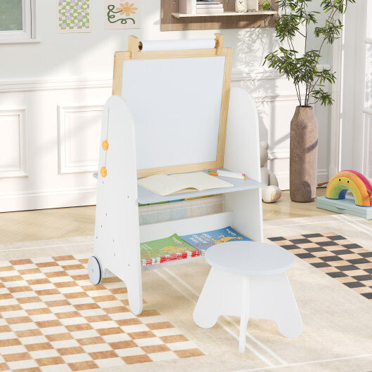 4-in-1 Toddler Activity Table Set with Magnetic Whiteboard and Chalk Board-Gray LuxuryLifeWay Online Store