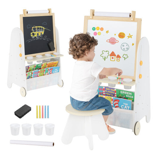 4-in-1 Toddler Activity Table Set with Magnetic Whiteboard and Chalk Board-Gray LuxuryLifeWay Online Store