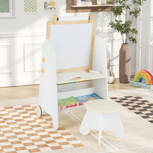 4-in-1 Toddler Activity Table Set with Magnetic Whiteboard and Chalk Board-Gray LuxuryLifeWay Online Store