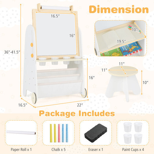 4-in-1 Toddler Activity Table Set with Magnetic Whiteboard and Chalk Board-Gray LuxuryLifeWay Online Store