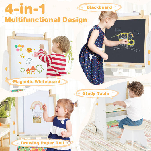 4-in-1 Toddler Activity Table Set with Magnetic Whiteboard and Chalk Board-Gray LuxuryLifeWay Online Store