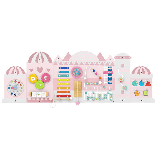 Activity Wall Busy Board Panels for Toddlers Wooden Sensory Board-Pink LuxuryLifeWay Online Store