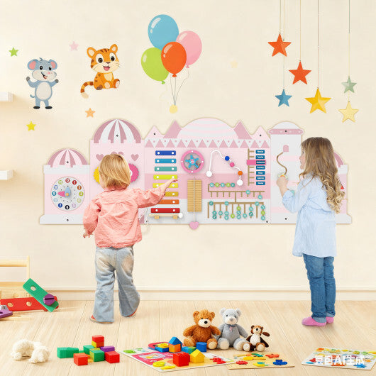 Activity Wall Busy Board Panels for Toddlers Wooden Sensory Board-Pink LuxuryLifeWay Online Store