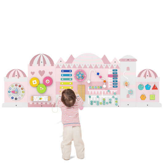Activity Wall Busy Board Panels for Toddlers Wooden Sensory Board-Pink LuxuryLifeWay Online Store