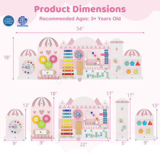 Activity Wall Busy Board Panels for Toddlers Wooden Sensory Board-Pink LuxuryLifeWay Online Store