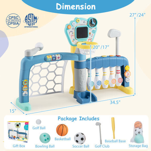 5 in 1 Toddler Sports Toy with Adjustable Basketball Hoop for Baby Boys Girls 18 Months+ LuxuryLifeWay Online Store