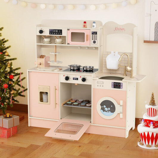 Children Pretend Toy Kitchen Playset with Light and Sound-Pink LuxuryLifeWay Online Store
