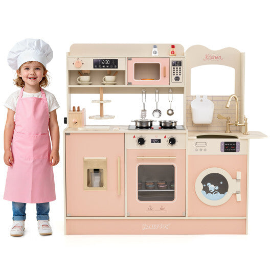 Children Pretend Toy Kitchen Playset with Light and Sound-Pink LuxuryLifeWay Online Store