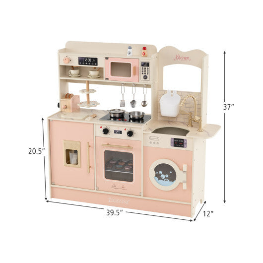 Children Pretend Toy Kitchen Playset with Light and Sound-Pink LuxuryLifeWay Online Store