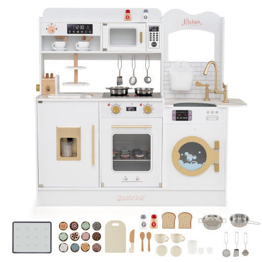 Children Pretend Toy Kitchen Playset with Light and Sound-Pink LuxuryLifeWay Online Store