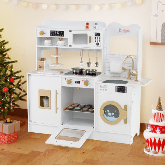 Children Pretend Toy Kitchen Playset with Light and Sound-Pink LuxuryLifeWay Online Store
