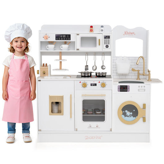 Children Pretend Toy Kitchen Playset with Light and Sound-Pink LuxuryLifeWay Online Store
