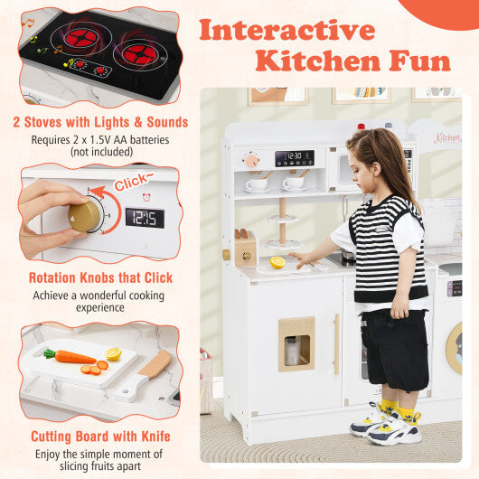 Children Pretend Toy Kitchen Playset with Light and Sound-Pink LuxuryLifeWay Online Store