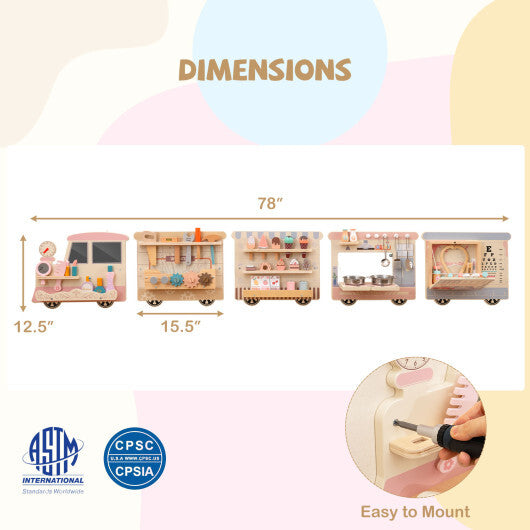 Wooden Sensory Wall Panel with Vanity and Tool Box