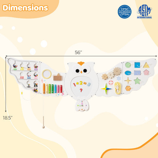 11-in-1 Toddler Learning Activity Center Owl Activity Wall Busy Board Panels for 3+ Years Old