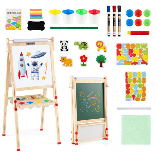 3-in-1 Double-Sided Folding Wooden Kids Art Easel with Paper Roll LuxuryLifeWay Online Store