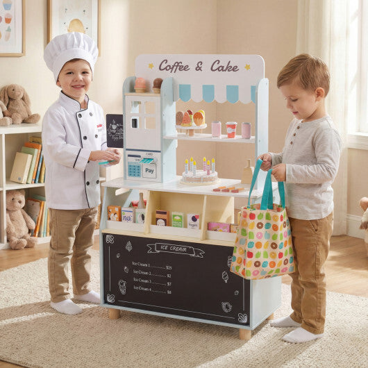 Kids Ice Cream Shop with 27 Accessories and Ice Cream Machine for Ages 3+-Pink