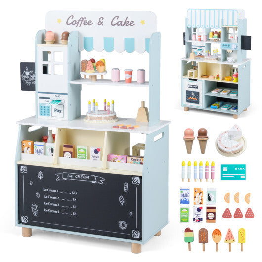 Kids Ice Cream Shop with 27 Accessories and Ice Cream Machine for Ages 3+-Pink