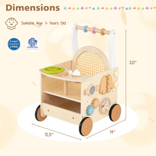 13-In-1 Toddler Wooden Push Walker with Wheels and Storage LuxuryLifeWay Online Store