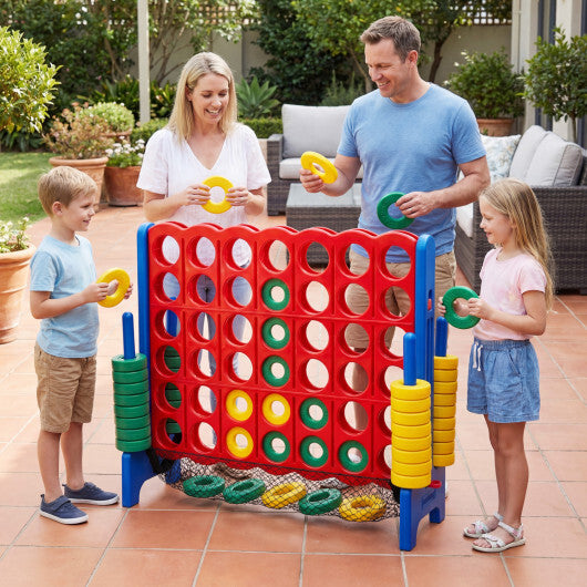Jumbo 4 in a Row Game Set with 42 Chess Pieces 4-to-Score Giant Game Set-Red LuxuryLifeWay Online Store