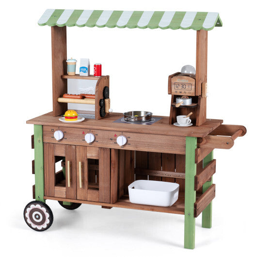 Wooden Grocery Store Playset for Kids with Large Wheels LuxuryLifeWay Online Store