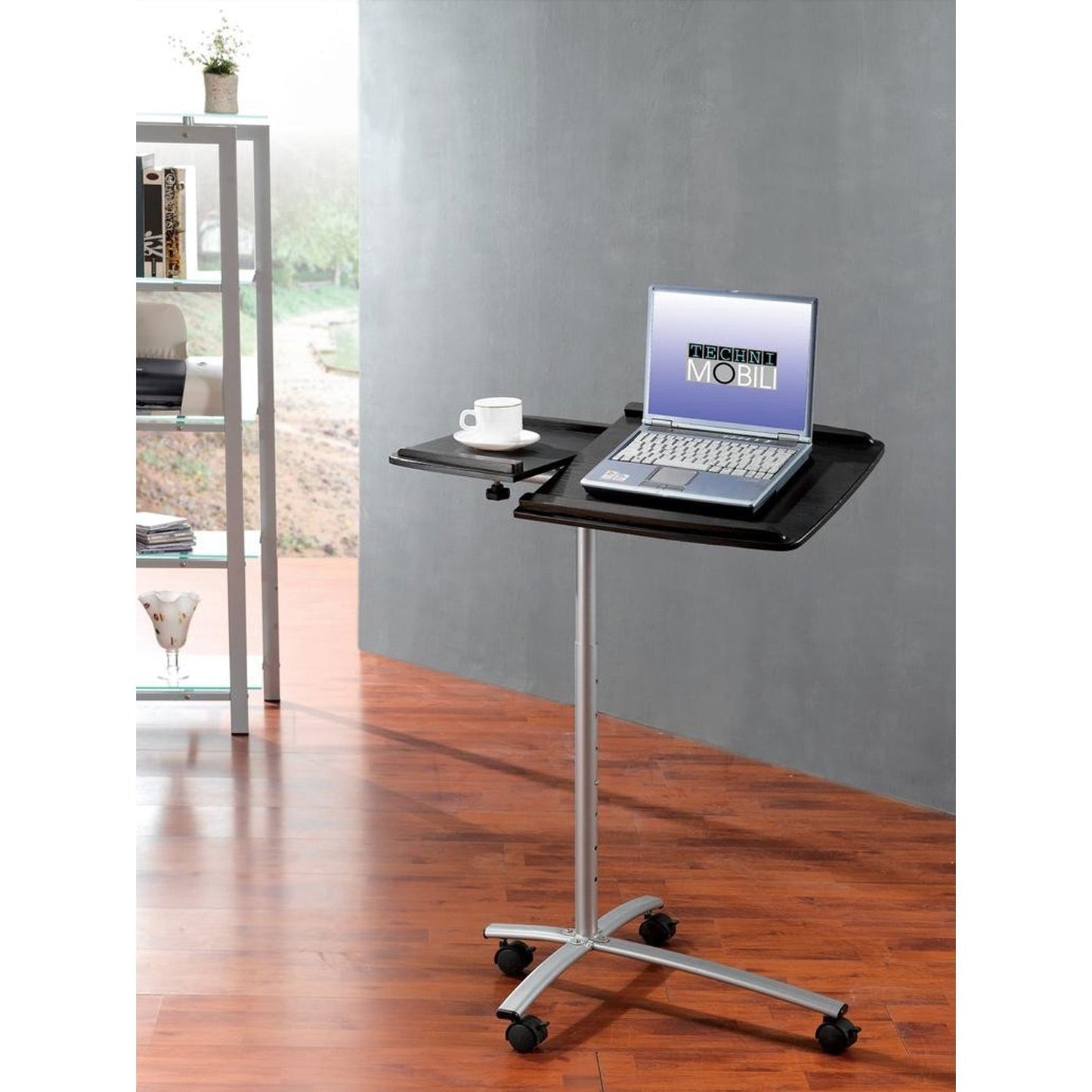 Adjustable Laptop Computer Cart Desk Stand in Graphite Wood Grain LuxuryLifeWay Online Store