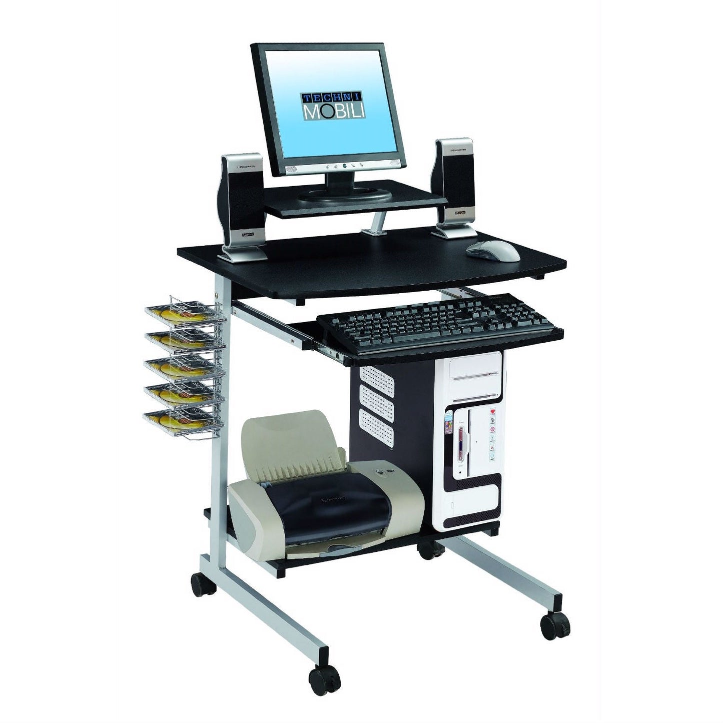 Mobile Compact Computer Cart Desk with Keyboard Tray LuxuryLifeWay Online Store