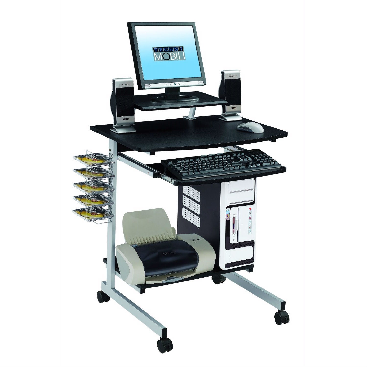 Mobile Compact Computer Cart Desk with Keyboard Tray LuxuryLifeWay Online Store