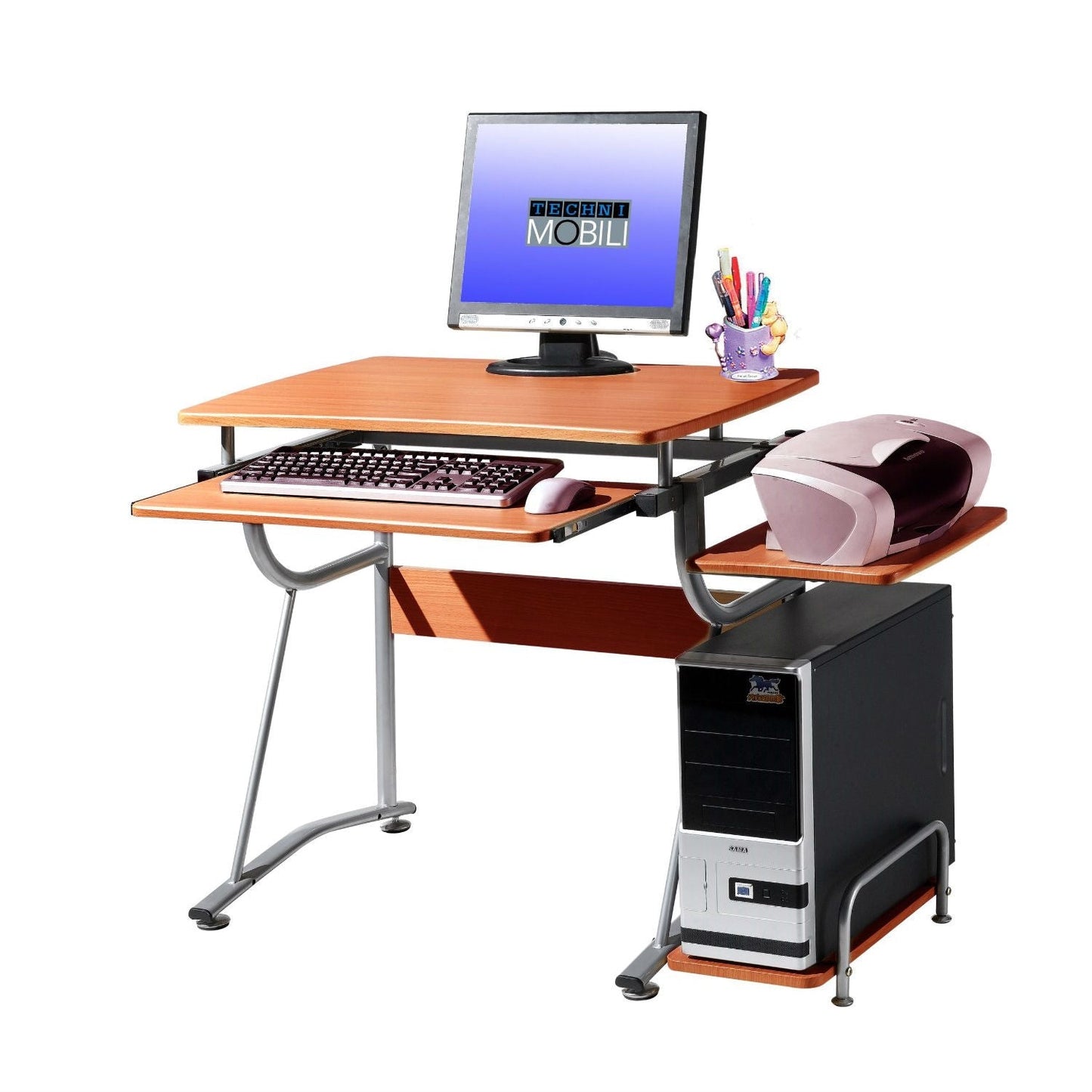 Compact Contemporary Computer Desk in Light Cherry Finish LuxuryLifeWay Online Store
