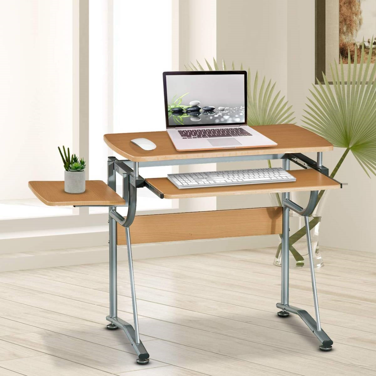 Compact Contemporary Computer Desk in Light Cherry Finish LuxuryLifeWay Online Store