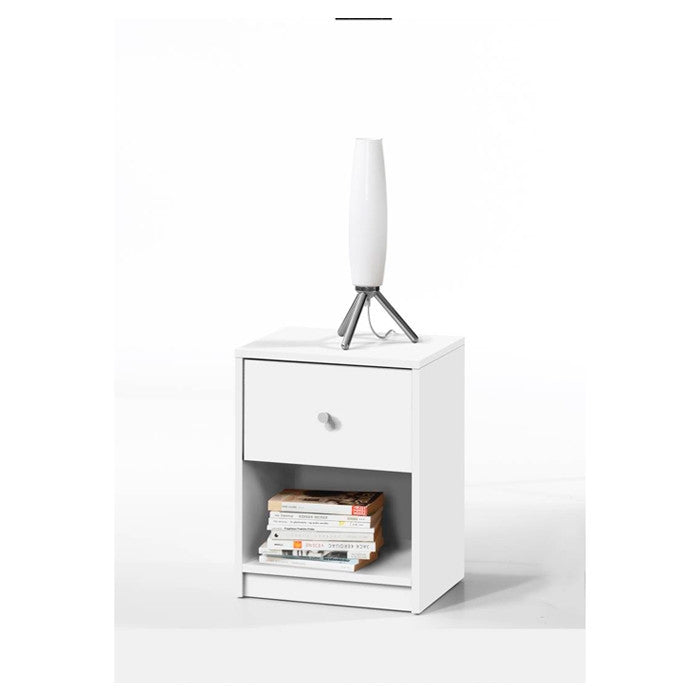Contemporary 1-Drawer Nightstand with Storage Shelf in White LuxuryLifeWay Online Store