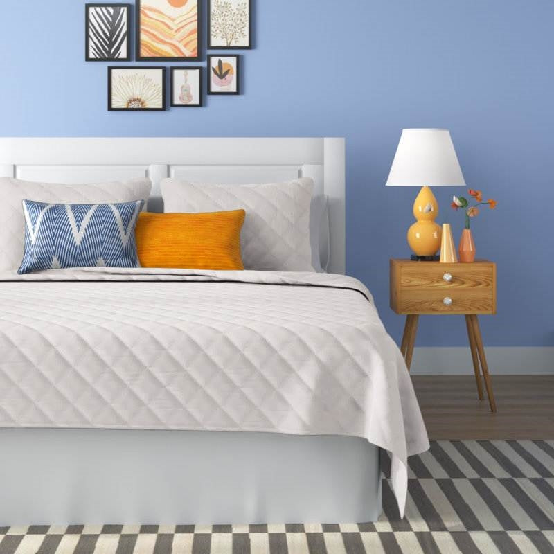 Twin/Twin XL 2-Piece White Polyester Microfiber Diamond Quilted Quilt Set LuxuryLifeWay Online Store