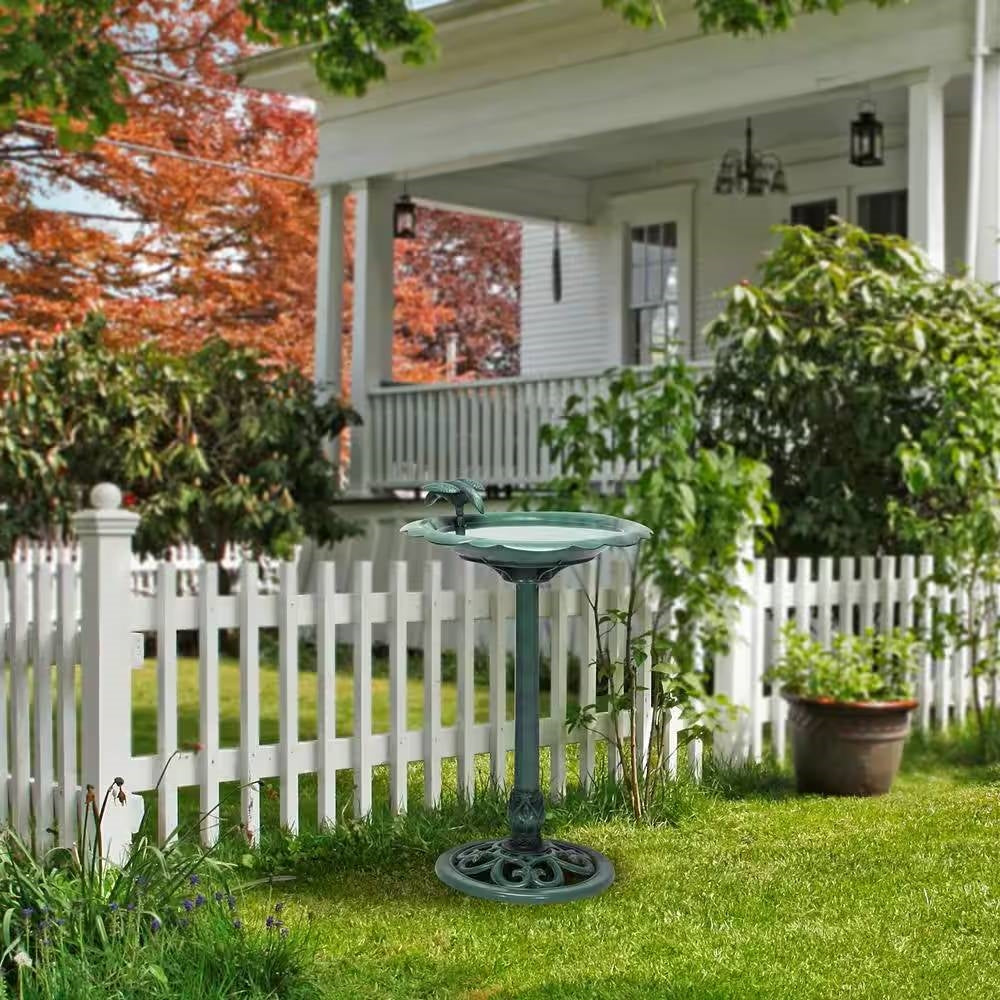 Outdoor Polypropylene Weather Resistant Bird Bath in Dark Green Finish LuxuryLifeWay Online Store